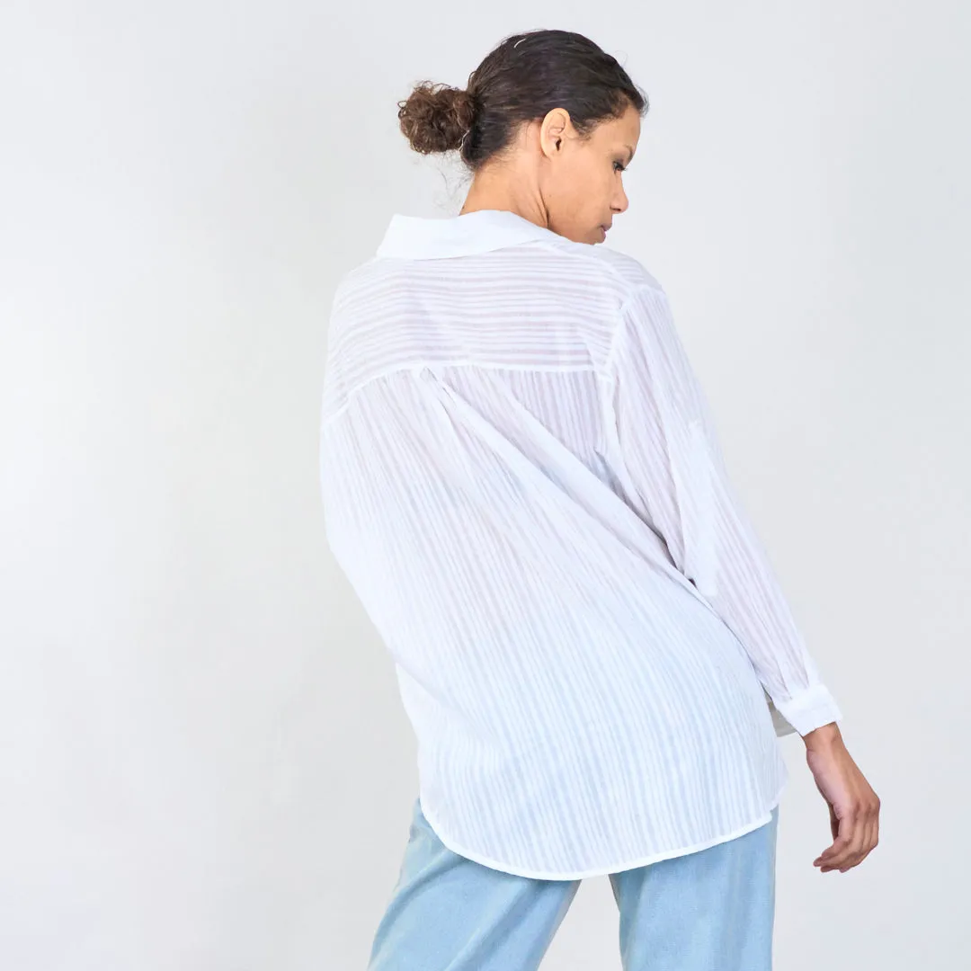 Relaxed button-up blouse with chest pocket wholesale