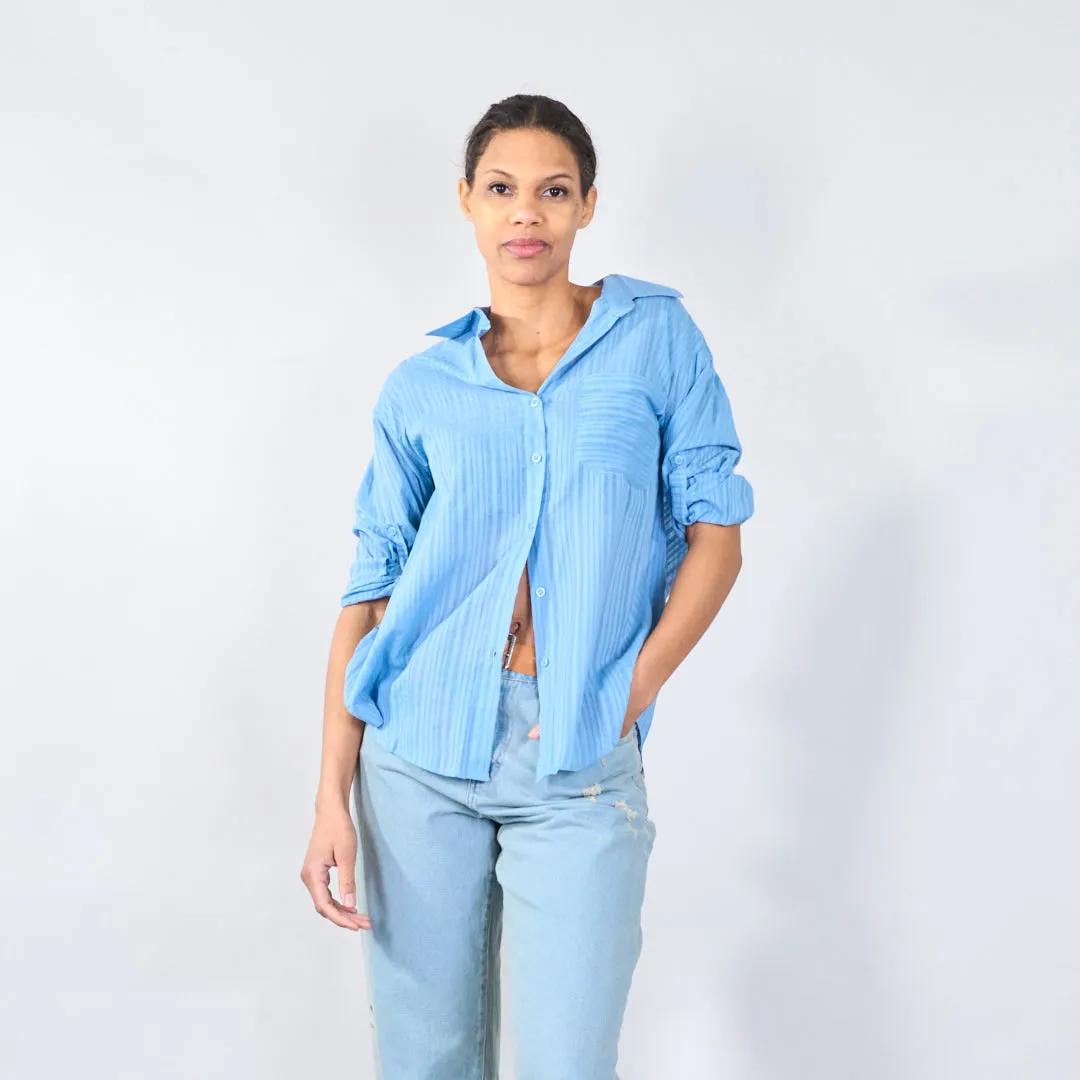 Relaxed button-up blouse with chest pocket wholesale