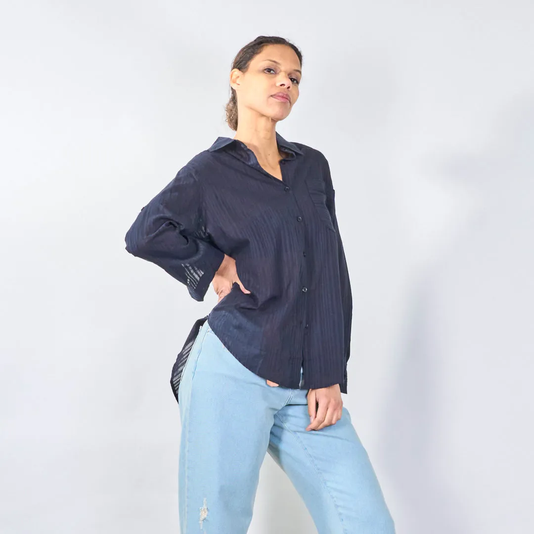 Relaxed button-up blouse with chest pocket wholesale