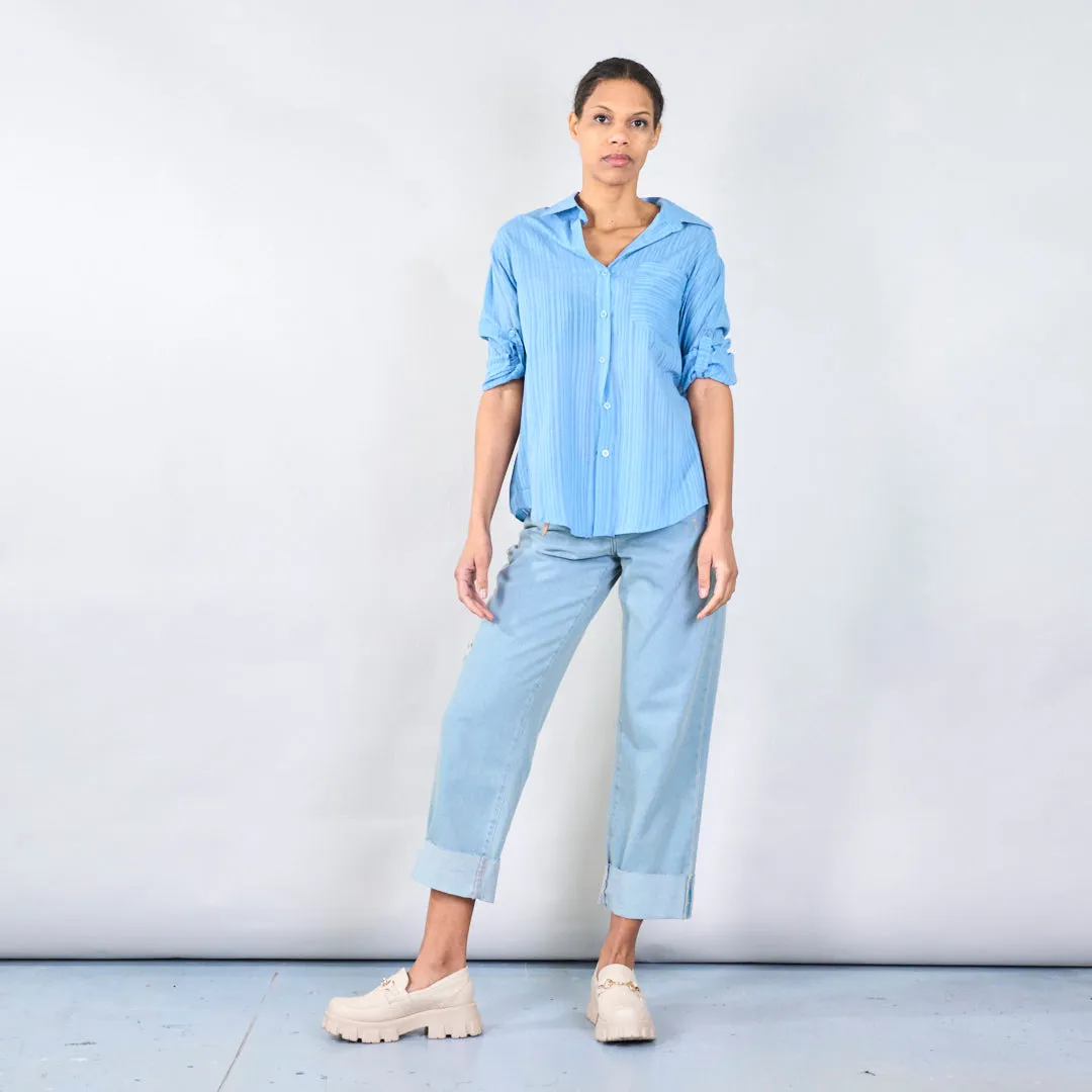 Relaxed button-up blouse with chest pocket wholesale