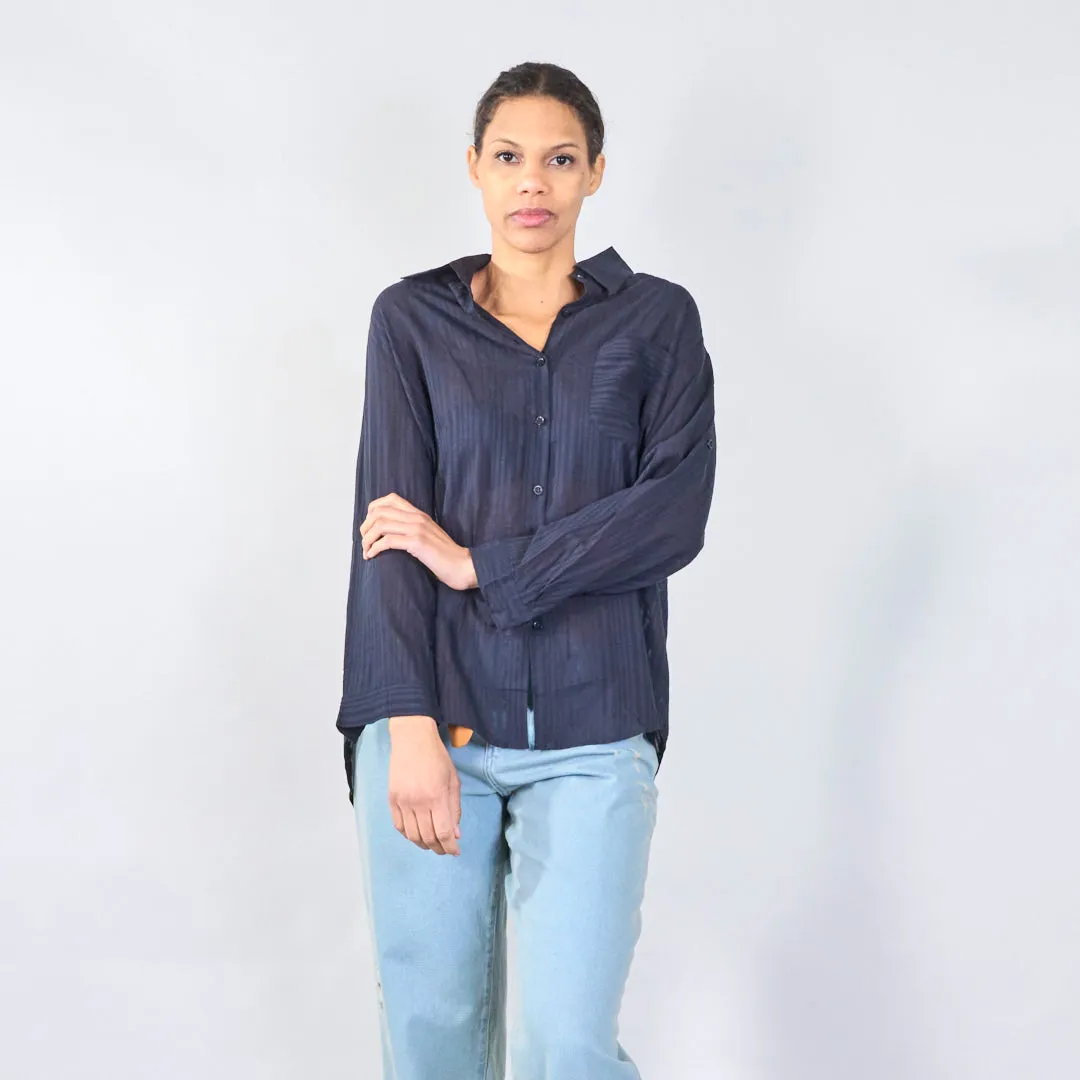 Relaxed button-up blouse with chest pocket wholesale