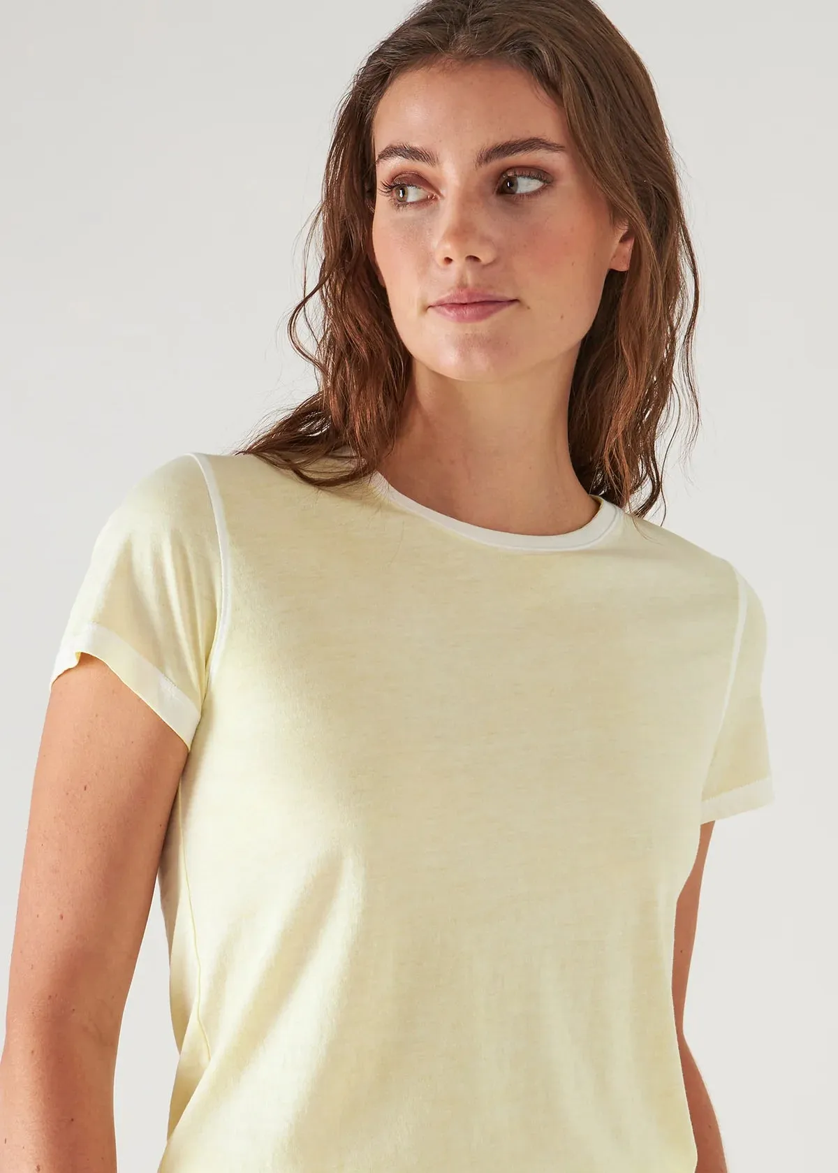 REVERSE SPRAY LIGHTWEIGHT PIMA COTTON TEE (LEMONDROP) - PATRICK ASSARAF