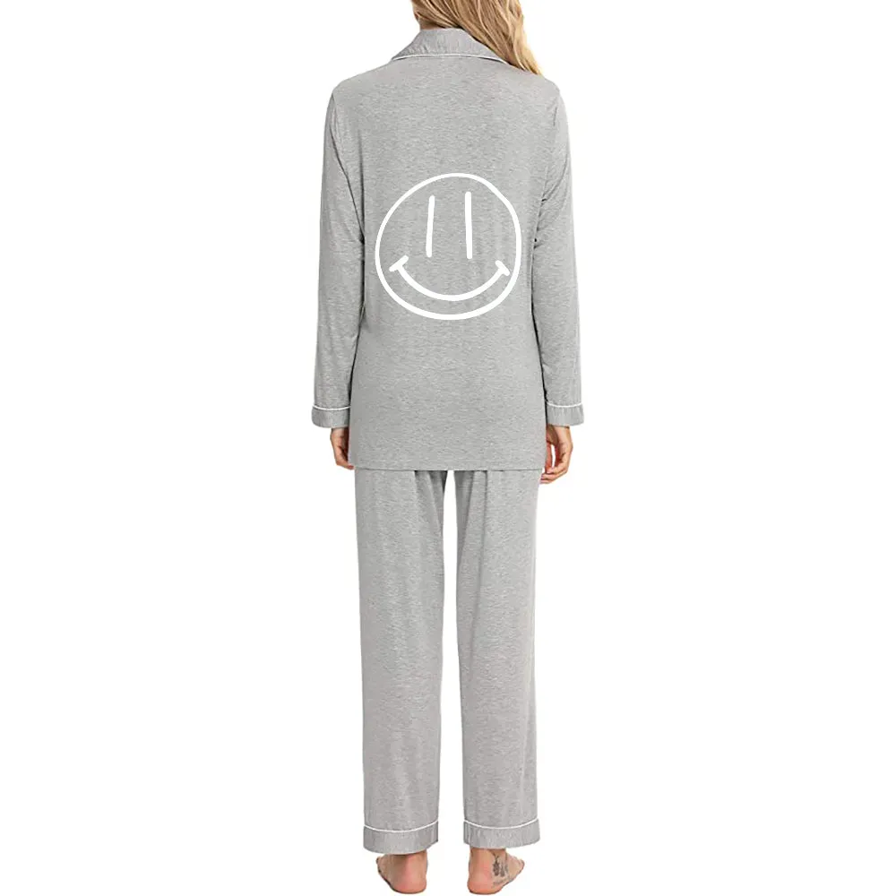 Smiley Face Pajama Set Bamboo L/S