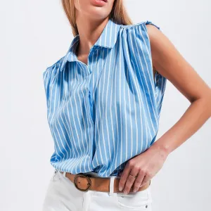 Striped Sleeveless Shirt in Blue