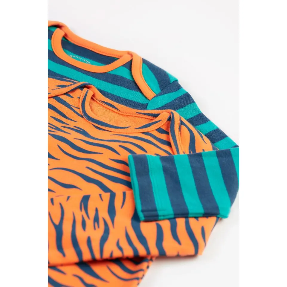 Tiger / Iguana Stripe Super Special Long Sleeve Onesie - 2 Pack