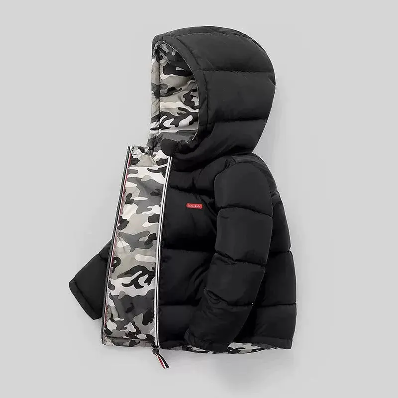 Y Double Sided Camo & Black Puffer Jacket 11791